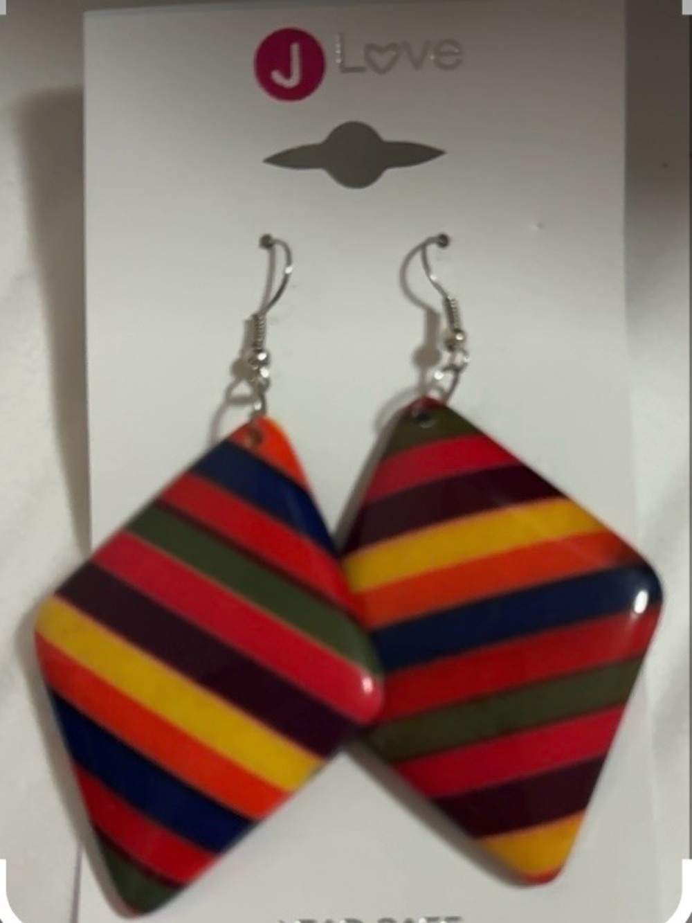 Love Rainbow Stripe Diamond-Shaped Drop Earrings